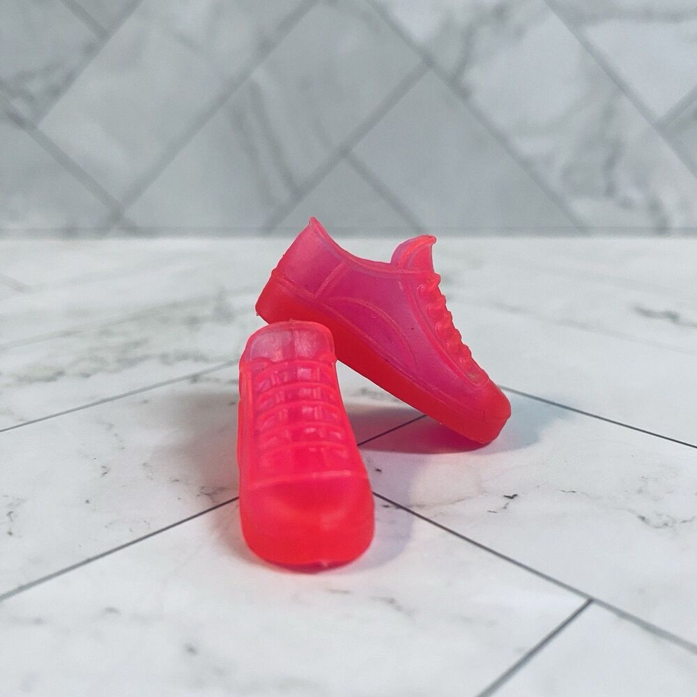 Vintage Mattel Barbie Doll Shoes Replacement Pink Translucent Tennis Sneakers